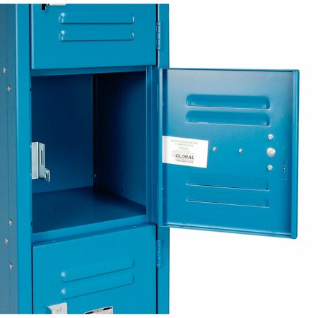 Global Industrial Six Tier Locker, 12x12x12, 6 Door, Unassembled, Blue 652054BL